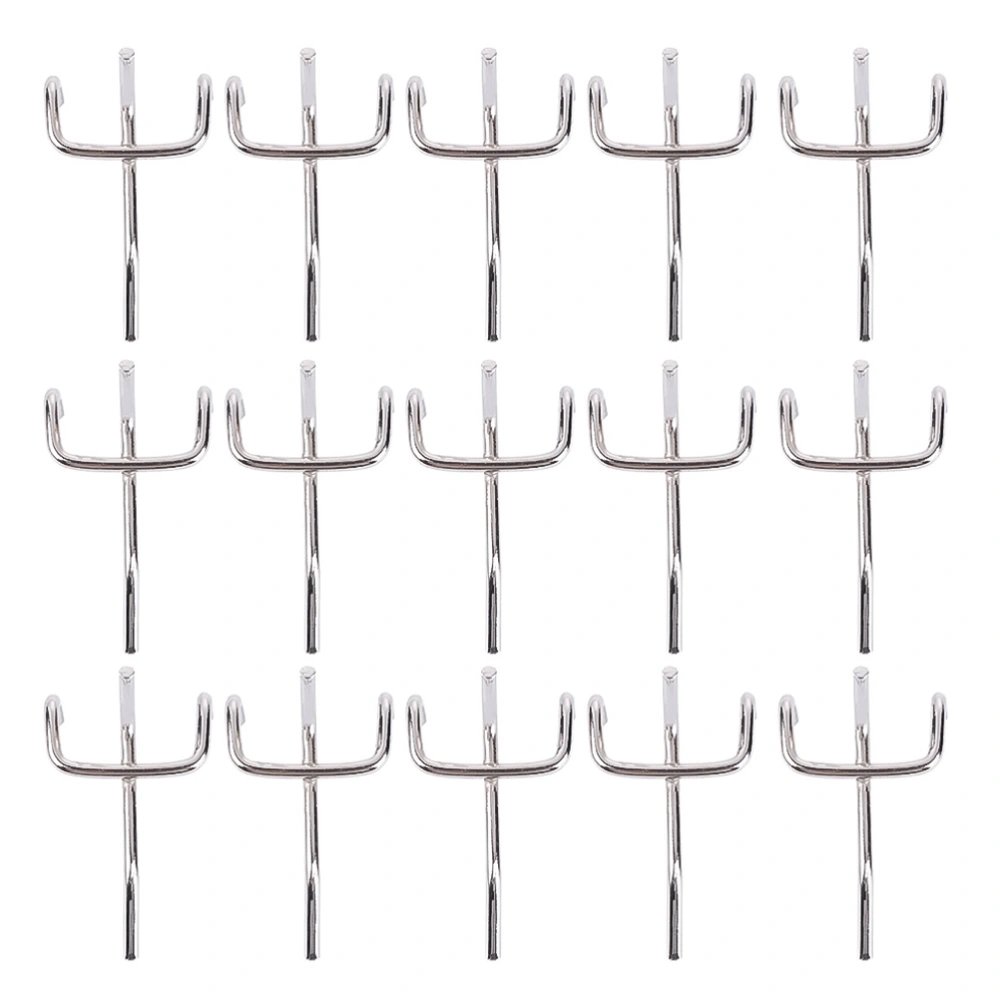 100pcs Shelf Hook Supermarket Shelves Three Foot Hook Hole Board Hook Three Fork Triangular Hole Board Hook (3.3mm Width/3.2cm Hole Diameter 5cm Length Silver)