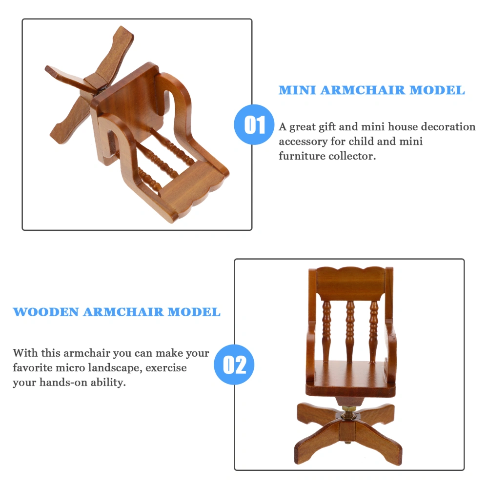 Miniature Scene Mini House Rotatable Armchair Model Wooden Mini Armchair