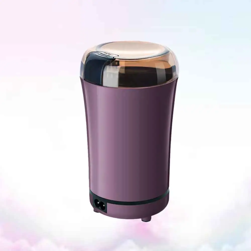 Household Mini Coffee Maker Stainless Steel Coffee Bean Grinder with AU Plug Purple