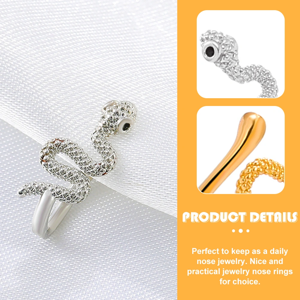 2pcs Nose Ring Snake Shape Nose Clip Copper Nose Cuff No Piercing Nose Jewelry