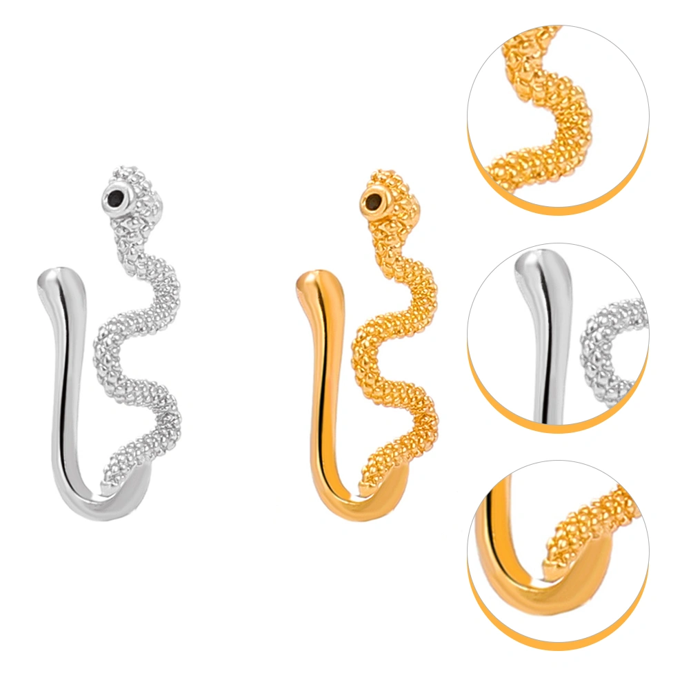 2pcs Nose Ring Snake Shape Nose Clip Copper Nose Cuff No Piercing Nose Jewelry