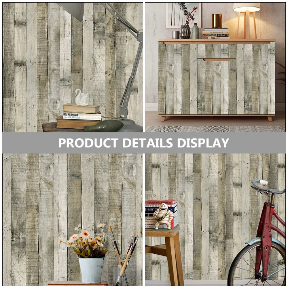 1pc Decorative Wall Covering Sticker Vintage Wood Grain Sticker Home Wallpaper