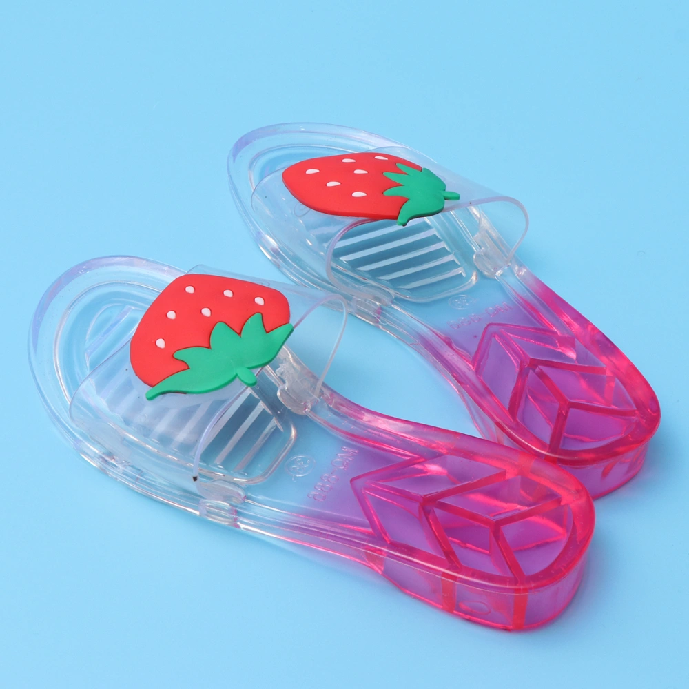 Summer Beach Strawberry Slipper Plastic Trandparent Non-skid Cool Slipper for Beach Bathroom (Size 37)