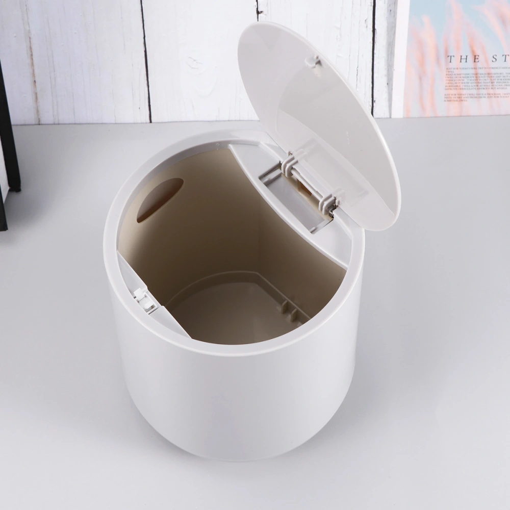 1Pc Desktop Trash Can Plastic Garbage Can Large Capacity Square Trash Can Stylish Living Room Garbage Can (Light Grey)