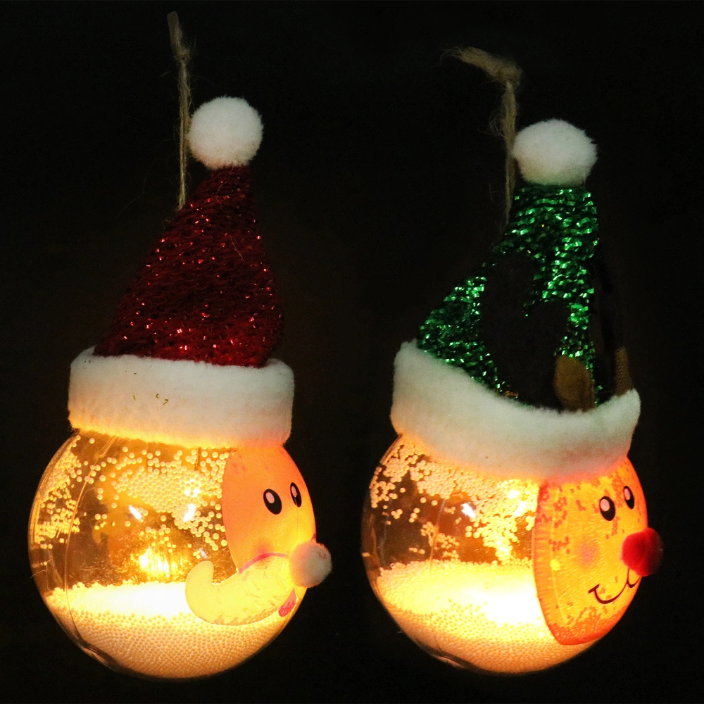 2Pcs Plastic Luminous Transparent Christmas Balls Xmas Tree Luminous Xmas Balls