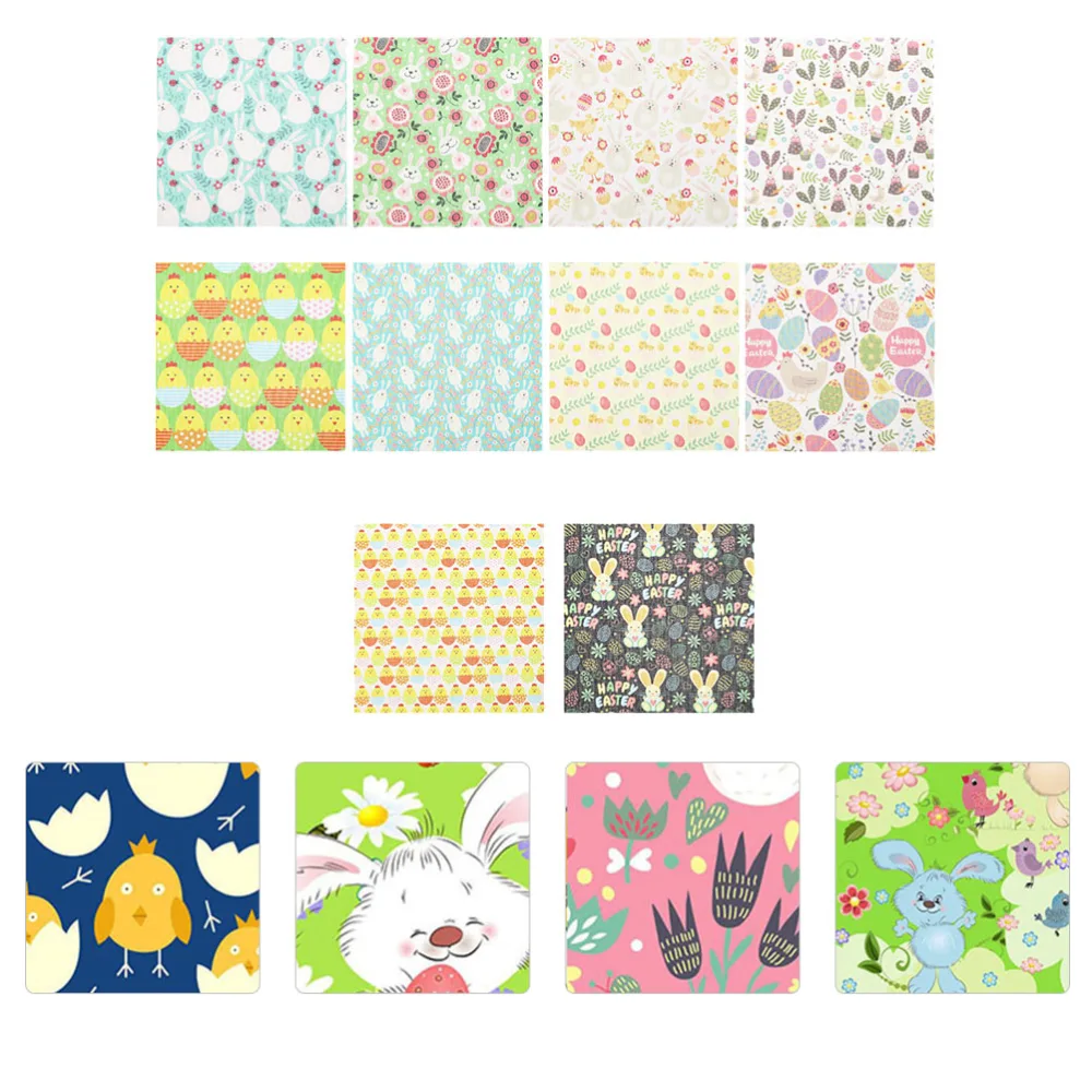 10pcs Cotton Fabric Eggs Rabbit Printed Fabric Easter Quilting Patchwork Fabrics