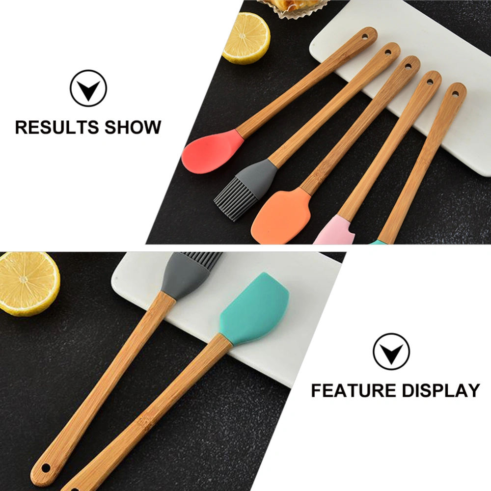 5pcs Kids Baking Tools Silicone Cooking Spatulas Scraper Spoon Oil Brush