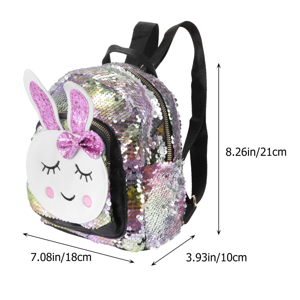 1pc Kids Backpack Lovely Sequin Rabbit Student Schoolbag Backpack Fashion Bag