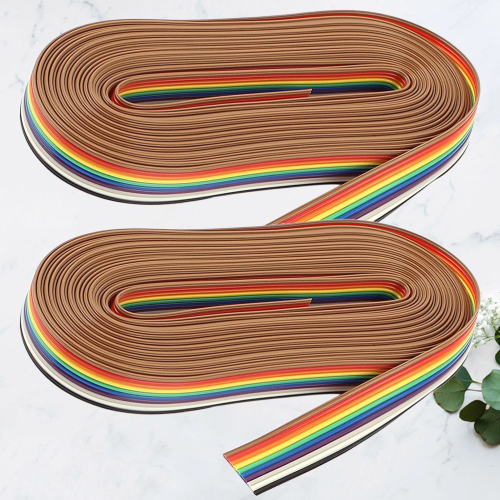 2 Rolls 10 Rainbow Cable Flat Flexible Ribbon Jumper Cable IDC Rainbow Cable for Home Store (10M/Roll Colorful)