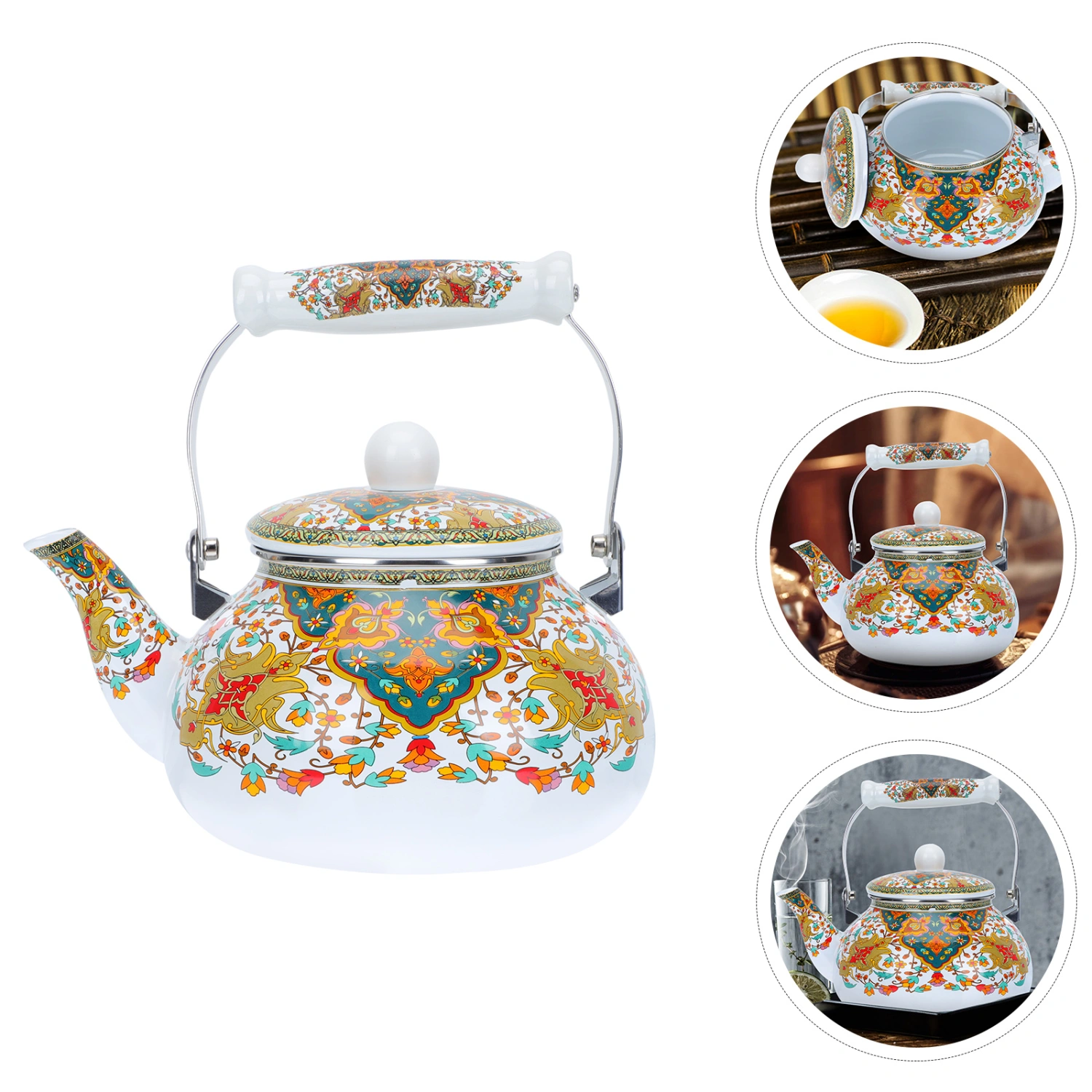 1pc 2.5L Enamel Teapot Durable Heating Water Kettle Kitchen Thickened Teapot