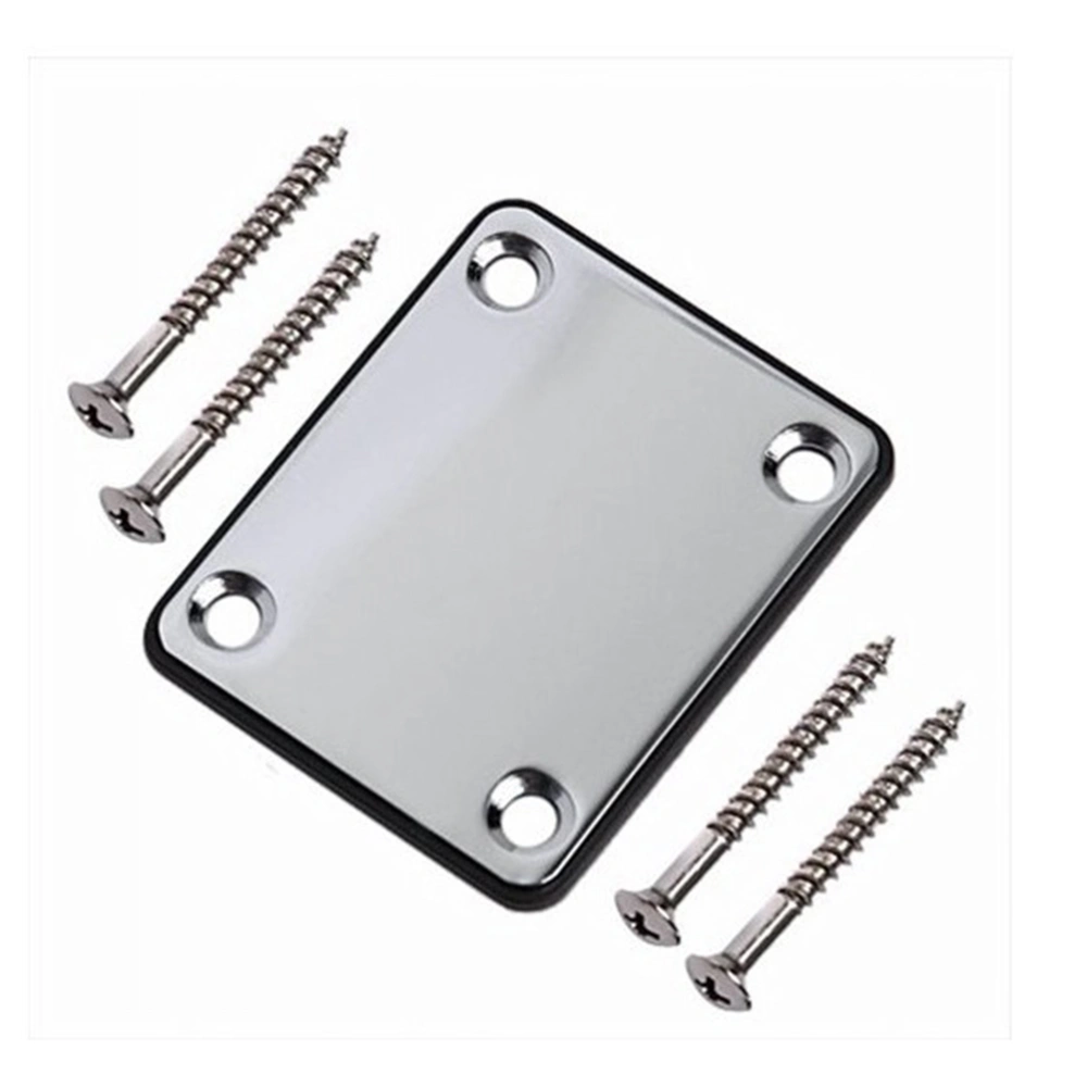 Electric Guitar Neck Plate with Screws for Strat Guitar Precision Jazz Bass Replacement (Black)