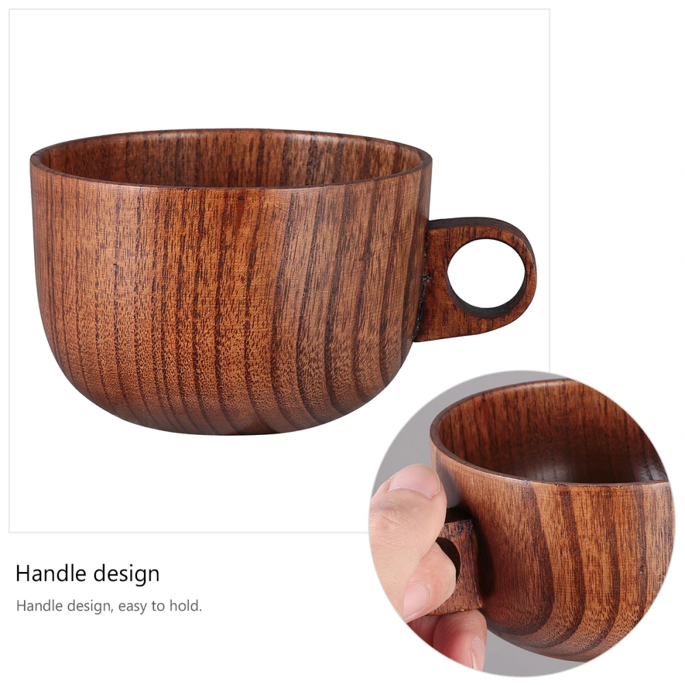 1Pc Wooden Bowl with Single Handle Wood Soup Rice Bowl Food Container Tableware