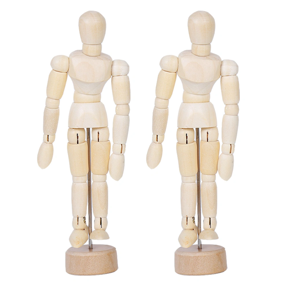 2Pcs Wooden Joints Person Decor Models Wood Crafts Creative Desktop Ornaments