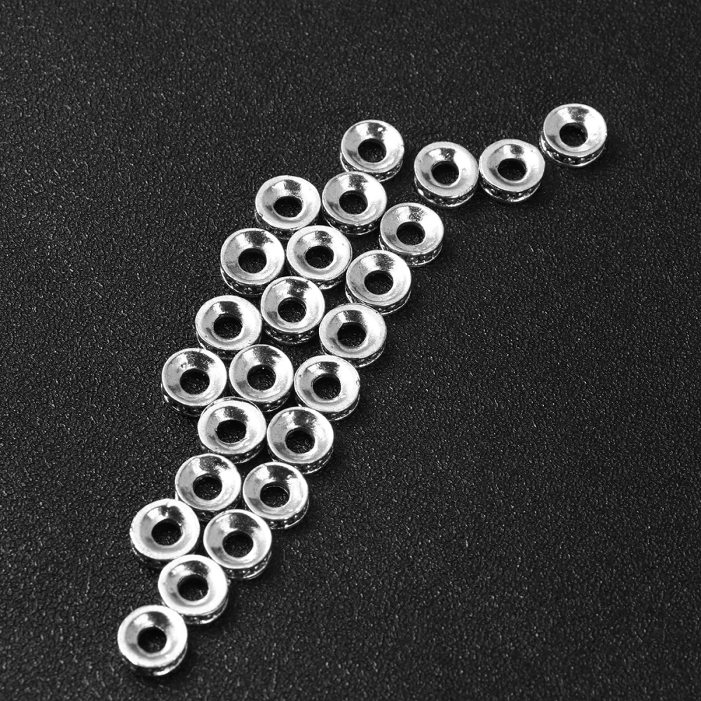 100pcs DIY Beads Spacer Beaded Metal Gasket Chic Pendant Accessory Creative Jewelry Adornment for Woman Man Lady (0.6x0.6x0.3cm)