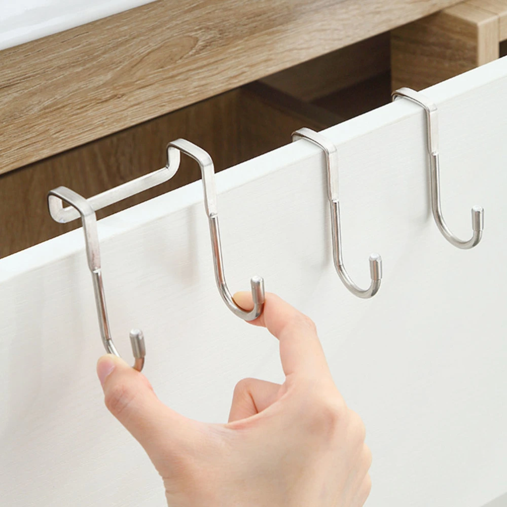 6Pcs Door Hanging Hooks Over the Door Hooks Household Door Hangers Stainless Steel Hooks