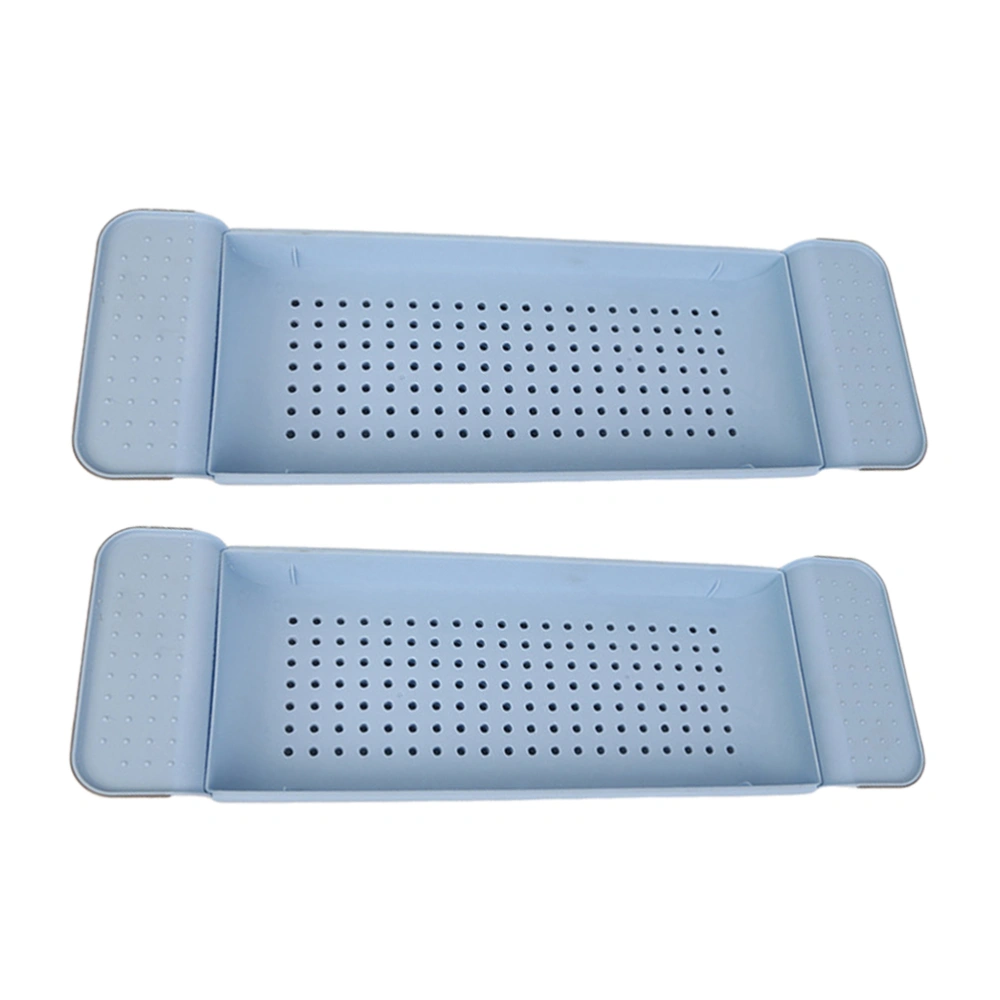 2PC Bathtub Drainning Rack Extension-type Bathtub Storage Rack Hollow out Shower Organizing Tray Plastic Kitchen Draining Storage Stand for Bathroom Toilet Blue