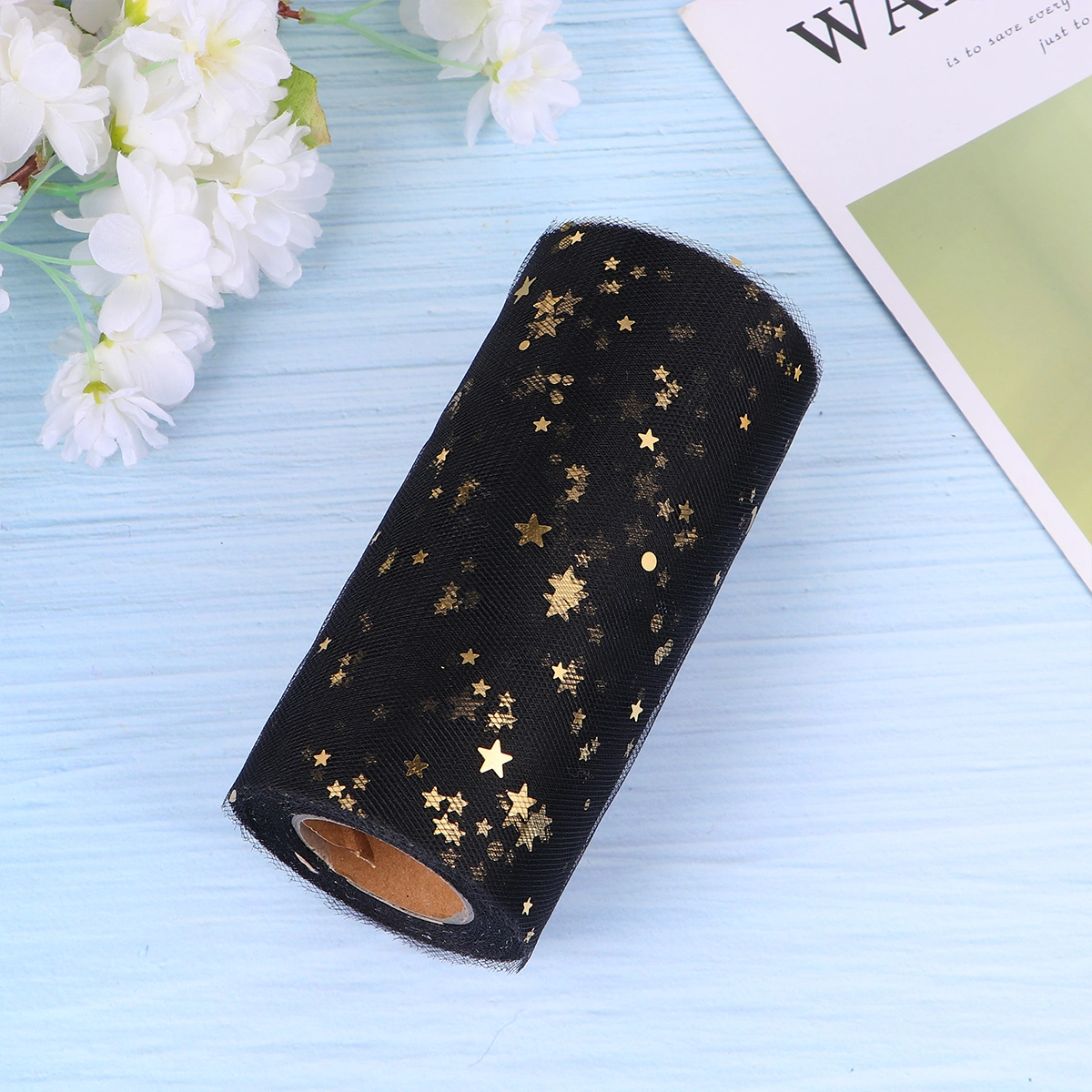 Sequins Table Skirt Gauze Desk Skirt Fashion Table Ornament Wedding Party Supplies (Black, Sequins, 2280x15cm)