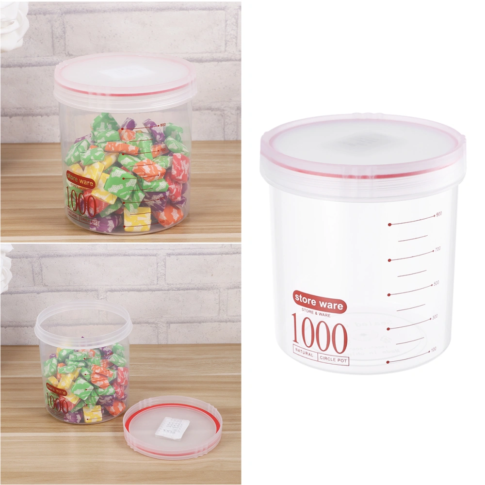 1000ML Clear Moistureproof Cans Plastic Sealed Storage Canister Food Storage Containers for Snacks Spice Grain Cereals