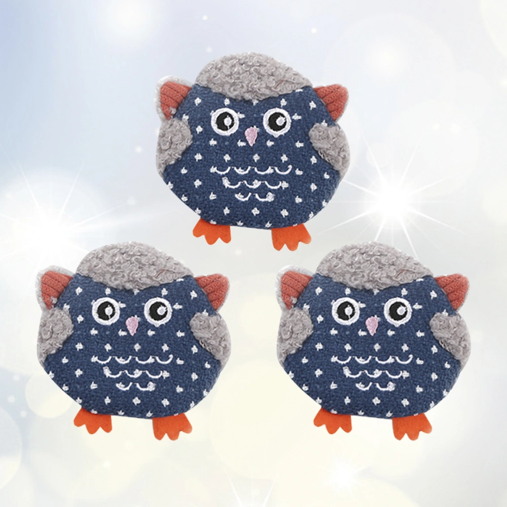 3pcs Pet Chewing Toy Cut Owl Shape Design Bite Resistance Odontoprisis with Catnip Plush Toy