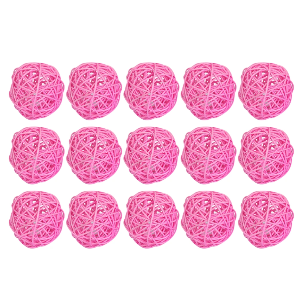 15pcs Wicker Rattan Ball Creative DIY Craft Decorative Ball Hanging Simple Vine Ball for Kindergarten Hotel Bar Home (Pink 5cm)