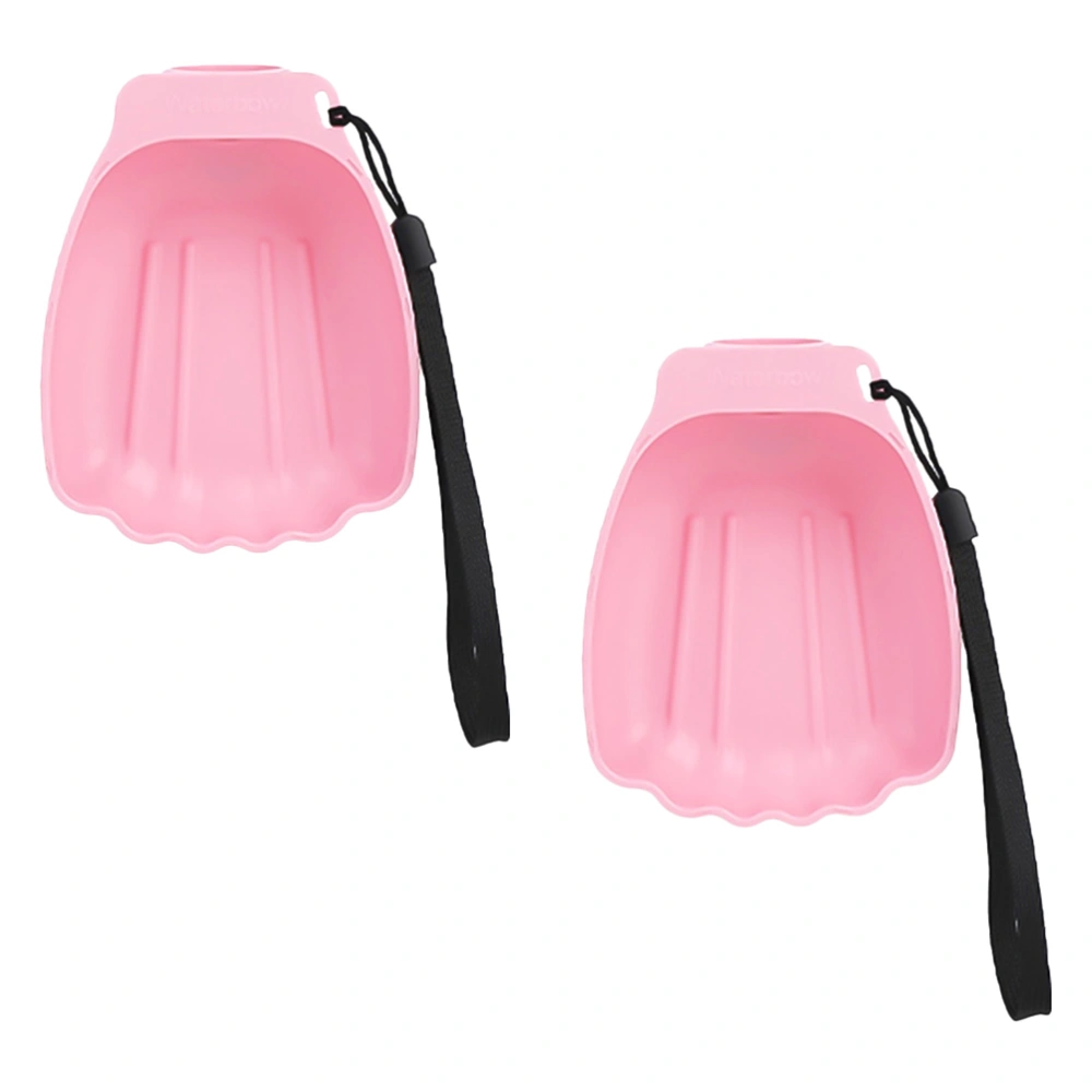 2pcs Portable Pet Water Feeding Bowls Hanging Pet Waterers for Outdoor (Pink)