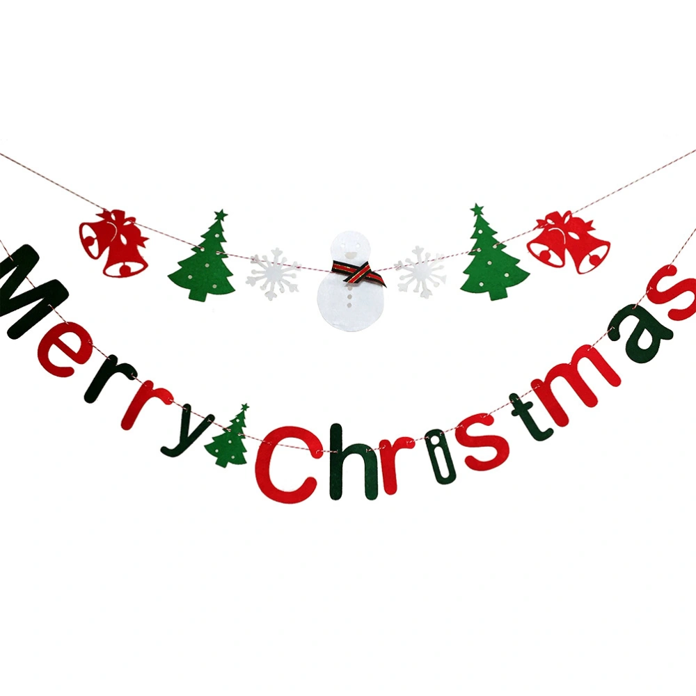 Merry Christmas Hanging Flag Banner Christmas Day Party Decoration Snowman Letters Bunting Ornaments