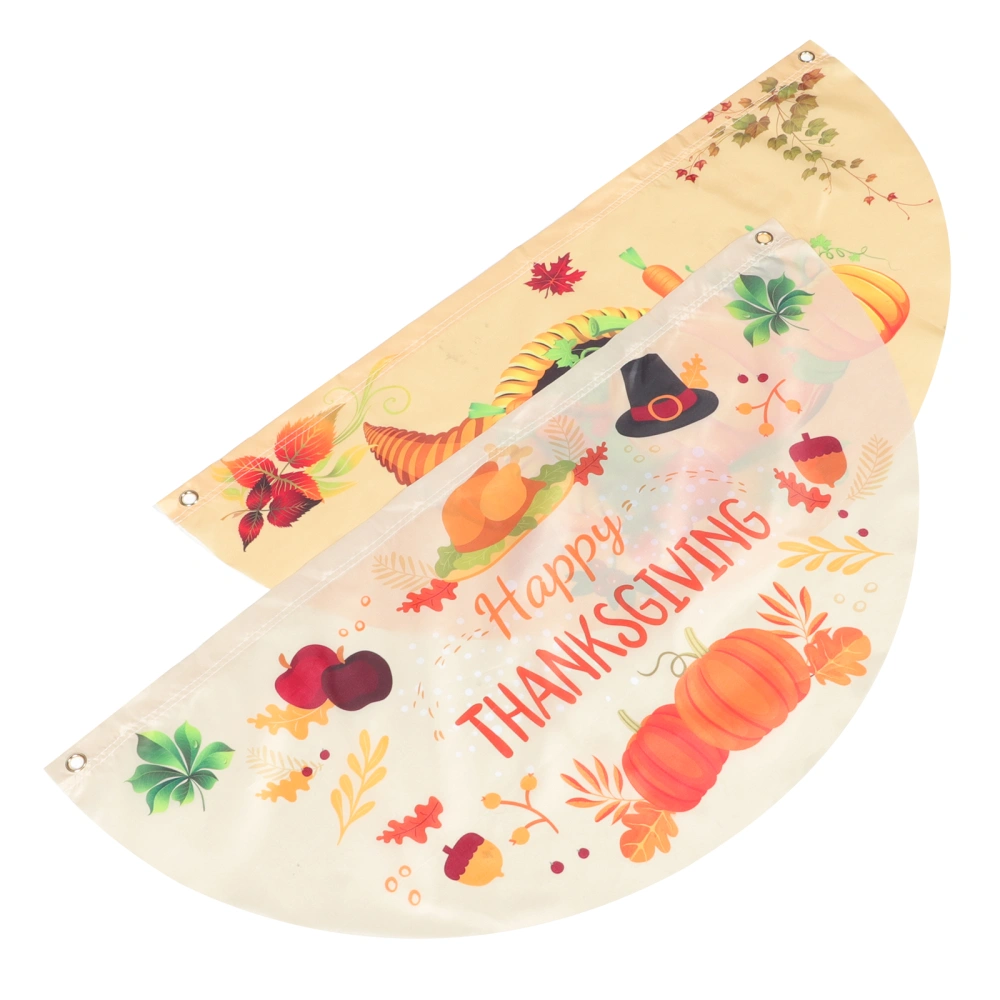 2pcs Thanksgiving Garden Flags Polyester Harvest Fall Half-circle Flags