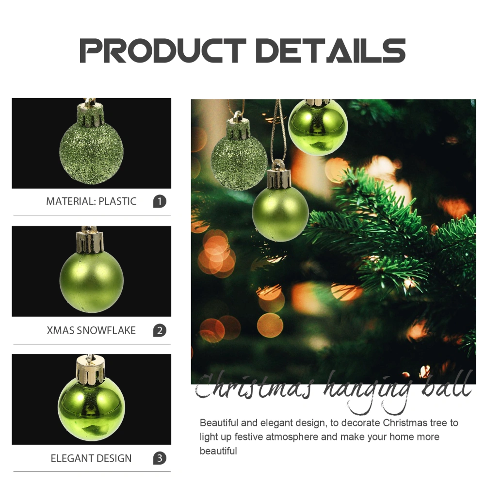 12pcs 3cm Christmas Tree Hanging Ornaments Ball Pendant Christmas Holiday Home Party Decoration (Green)