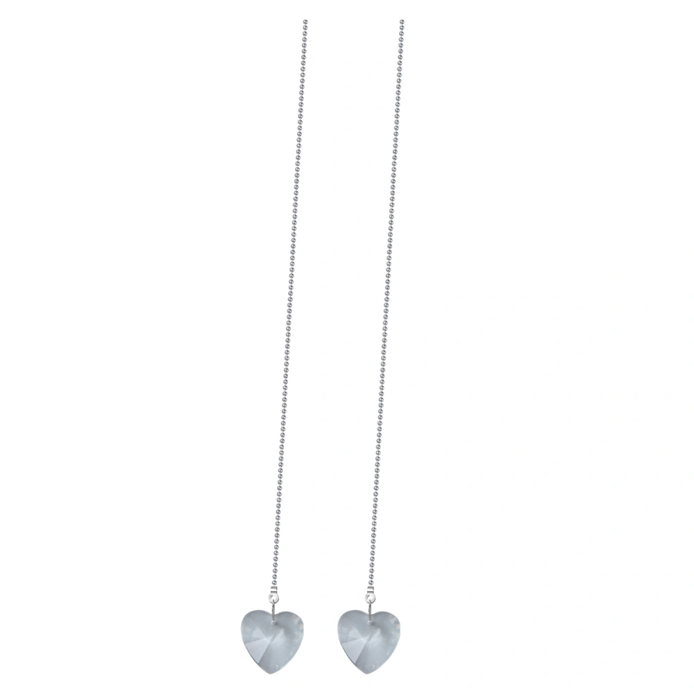 2PCS Crystal Pendants Fan Pull Chains Hanging Prisms Fan Pulls for Ceiling Lamp Home Decor (Heart)