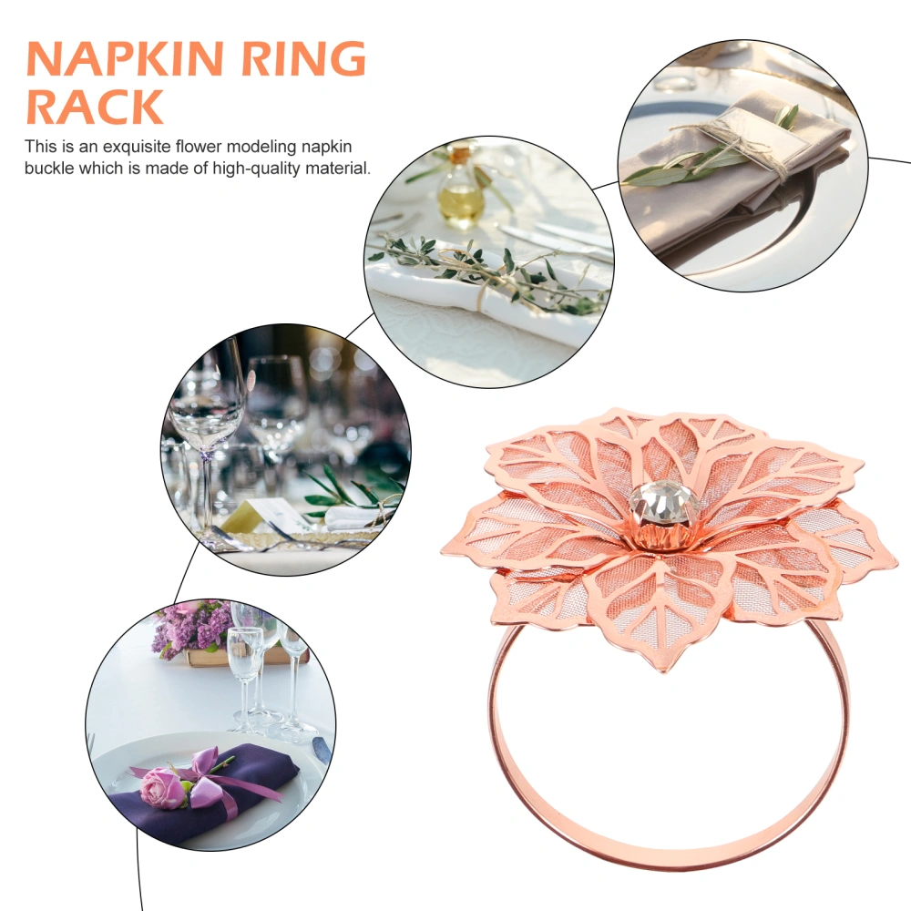 6pcs Alloy Napkin Rings Elegant Flower Modeling Napkin Buckles Napkin Holders