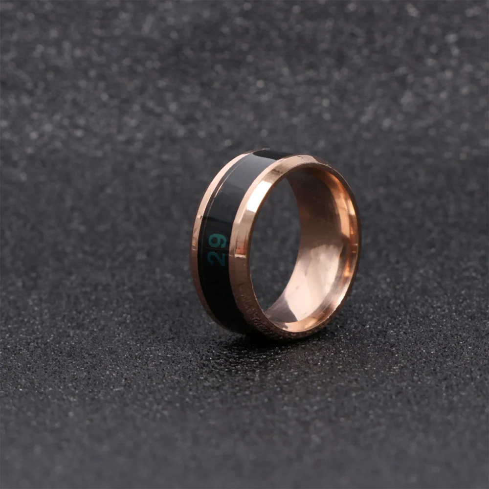 8mm Heat Discoloration Ring Stainless Steel Finger Ring Chic Round Ring Birthday Gift No 10 Rose Gold