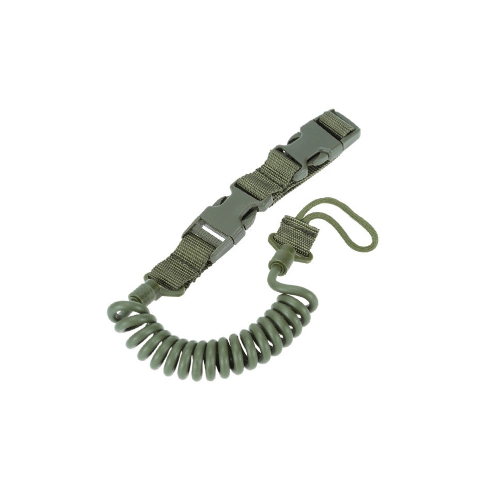 Multifunctional Outdoor Combat Wargame Anti-lost Tactical Elastic Lanyard Security Leash Military Grade Two Point Rifle Sling Fastener Belt Spring Strip Rope Tactical Airsoft Strap (Green)