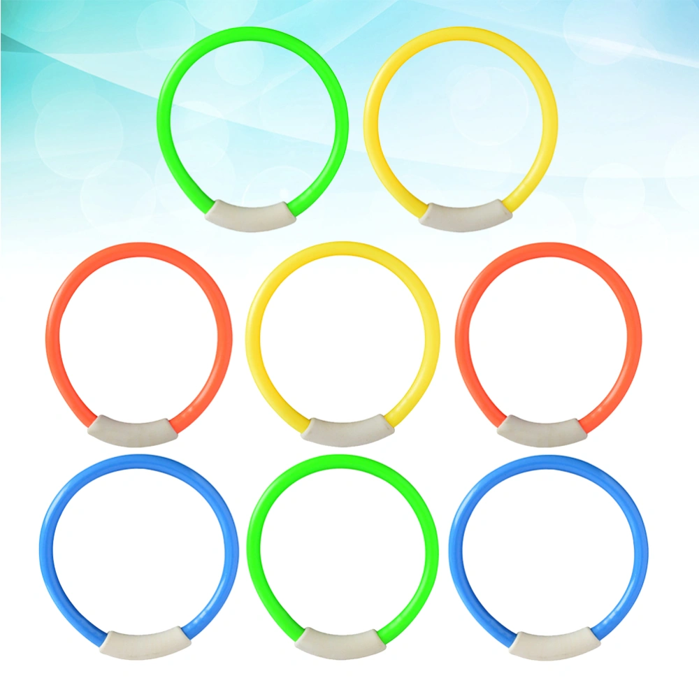 8pcs Diving Ring Underwater Swimming Grab Toy Ring Diving Training Accessory for Kid Child Boy Girl (Random Color)