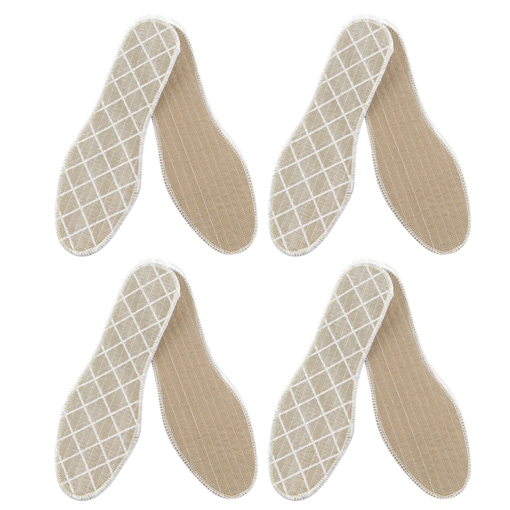 4 Pairs of Linen Insoles Bamboo Charcoal Deodorization Breathable Sports Insoles - Size 44