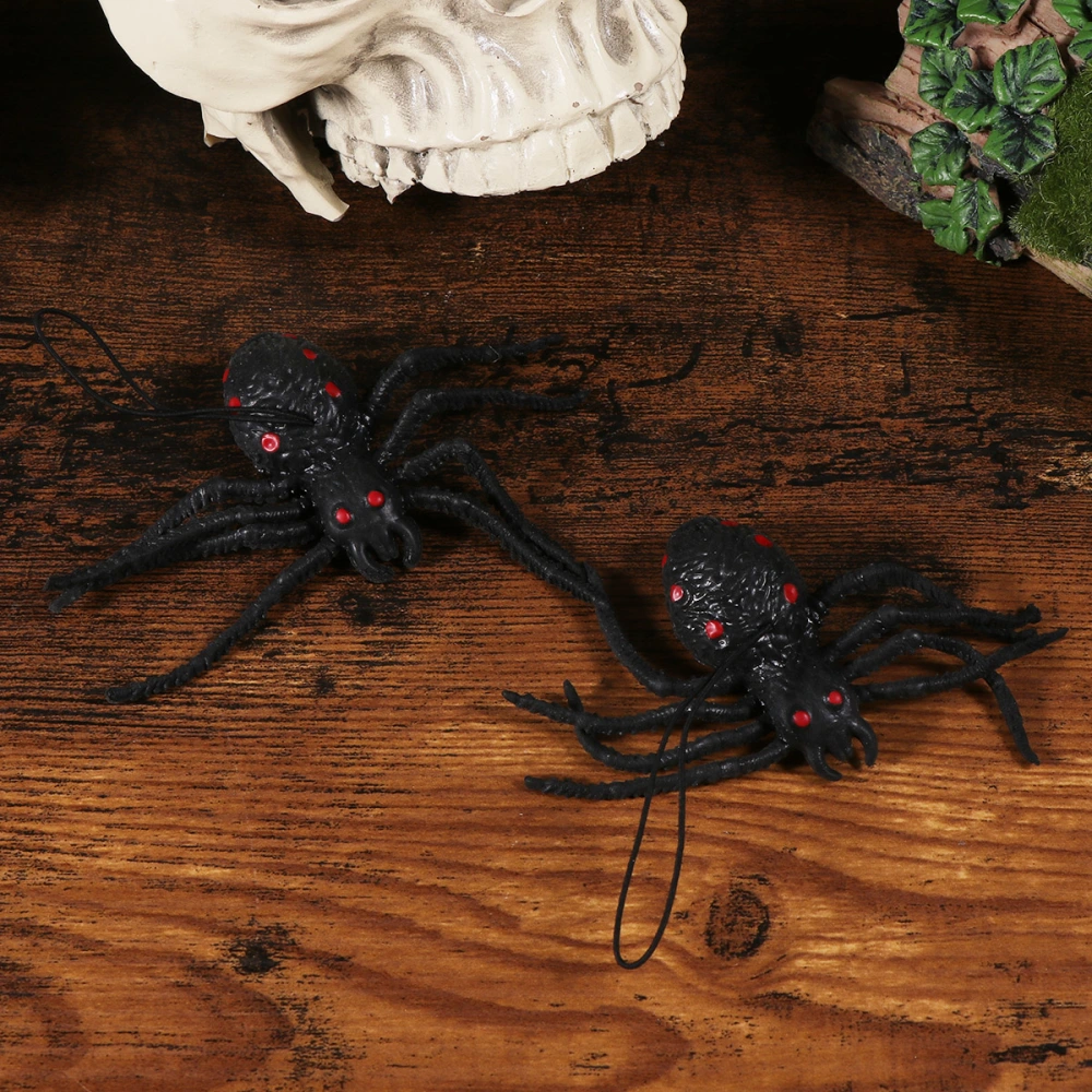 2pcs Artificial TPR Spider Halloween Scary Playing Toy Decoration Party Props Black