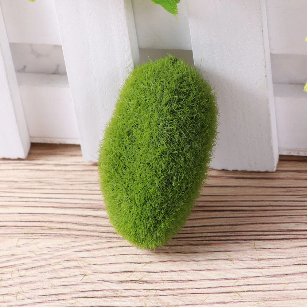 Artificial Moss Rocks Green Moss Balls Fuzzy Moss Cover Stones Varying Sizes for Floral Design Center Pieces Vases Fillers (Size XS)