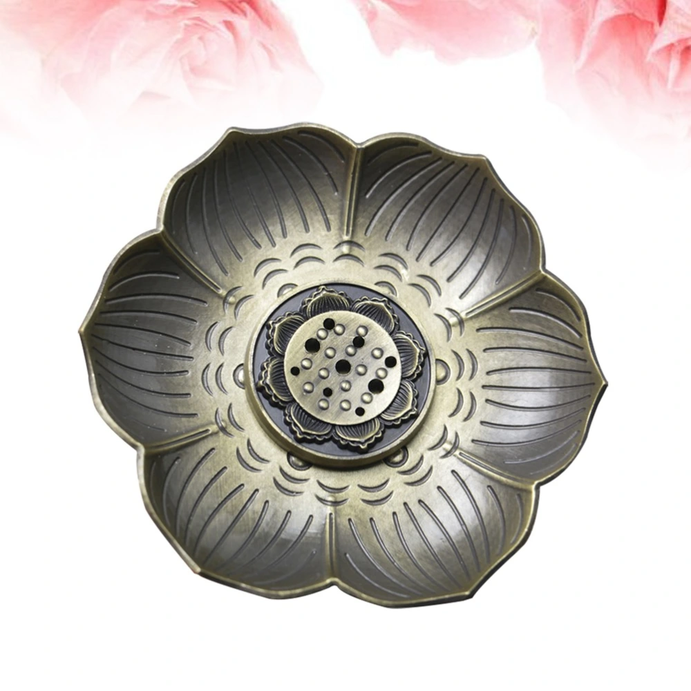 Alloy Incense Burner Dish Creative Plum Blossom Incense Burner Stand Incense Stick Holder Portable Ash Catcher Tray (Aeneous)