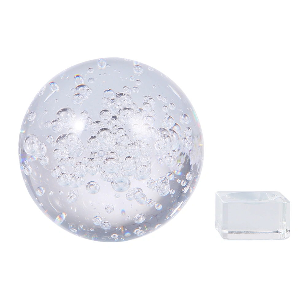 Crystal Ball Ornaments Smooth Bubble Ball Decorative Ornament with Base for Home Store