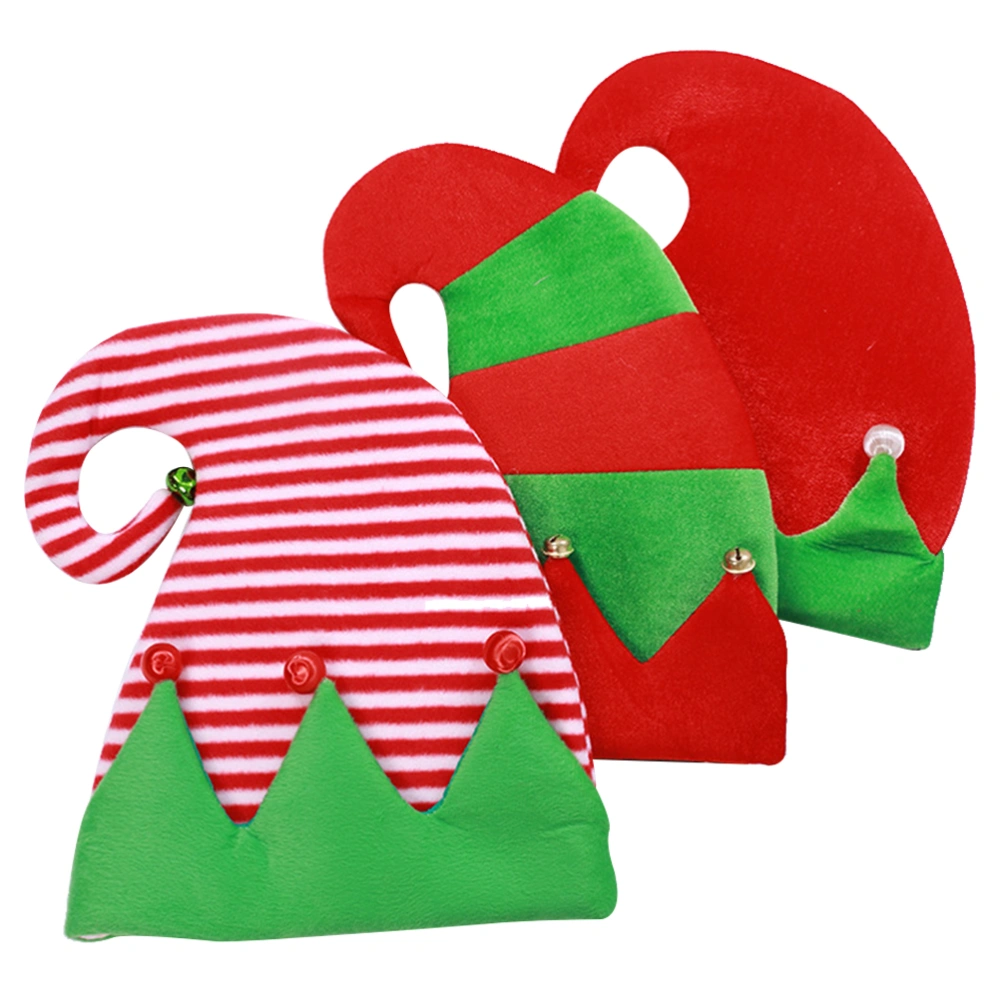 3pcs Christmas Theme Decorations Flannel Bell Caps Adorable Headwear Accessories