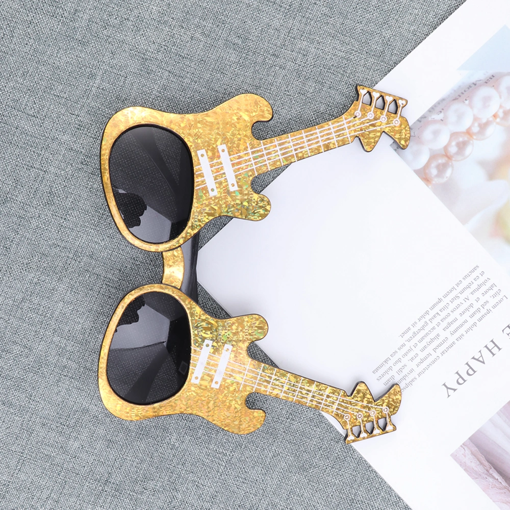 Guitar Costume Glasses Night Party Favors Eyewear Dress Accessories Photobooth Props Party Decoration Christmas New Year(Gold)