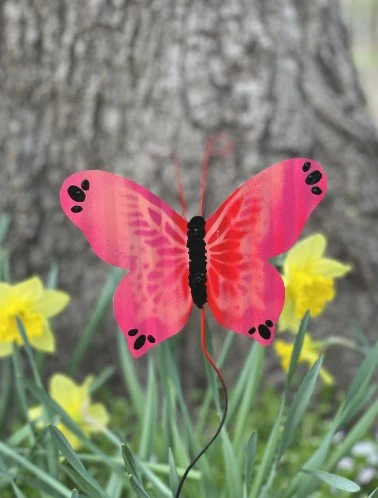 2Pcs Lawn Butterflies Stake Outdoor Butterflies Garden Sign Stake Metal Butterfly Stake Decoration