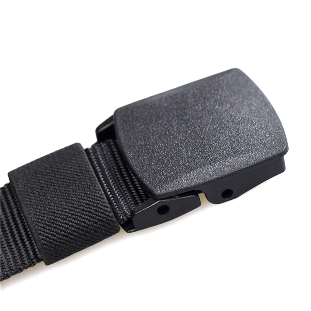 Men's Military Belt Canvas Adjustable Outdoor Tactical Belt with Plastic Buckle (Black)