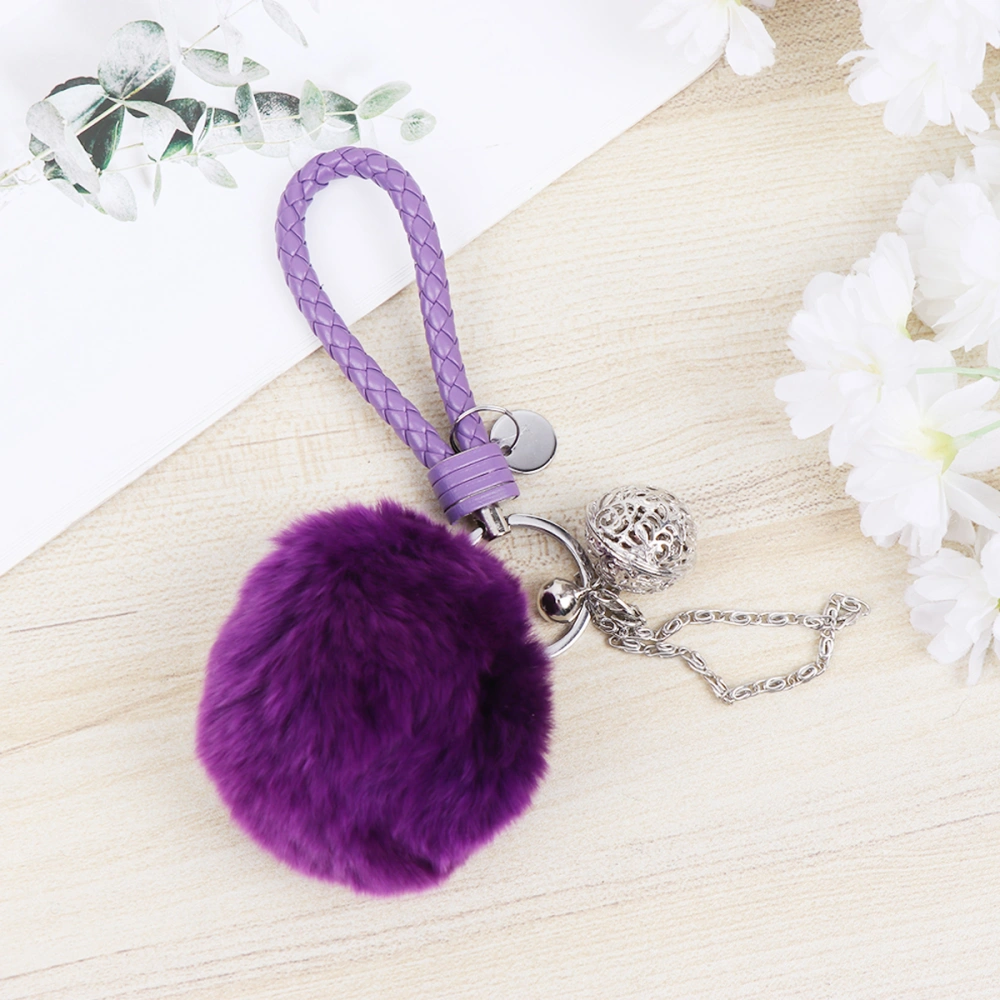 Plush Ball Keychain Fashion Keychain Accessory Hanging Key Rings Bag Pendant (Purple)