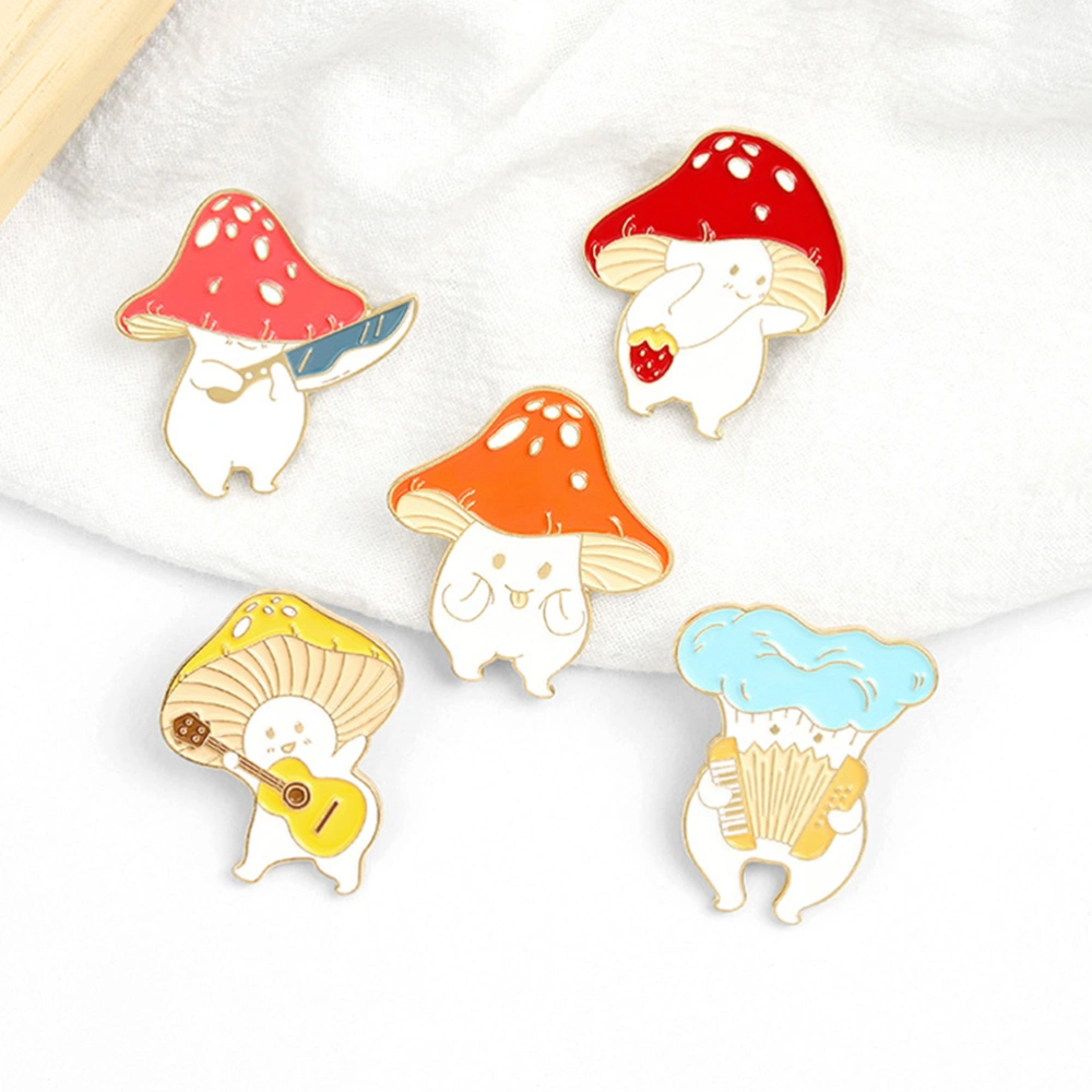 5PCS Mushroom Alloy Brooch Delicate Drip Oil Mushroom Badge (Random Style)