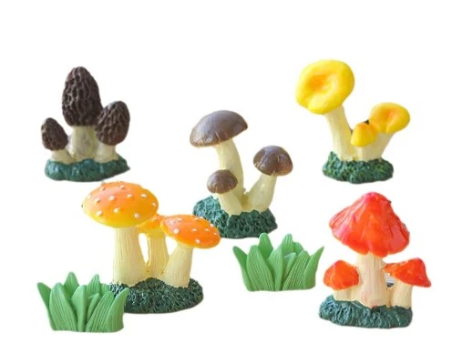 9pcs Realistic Mushroom Ornaments Garden Decorative Mushroom Resin Craft Mushroom