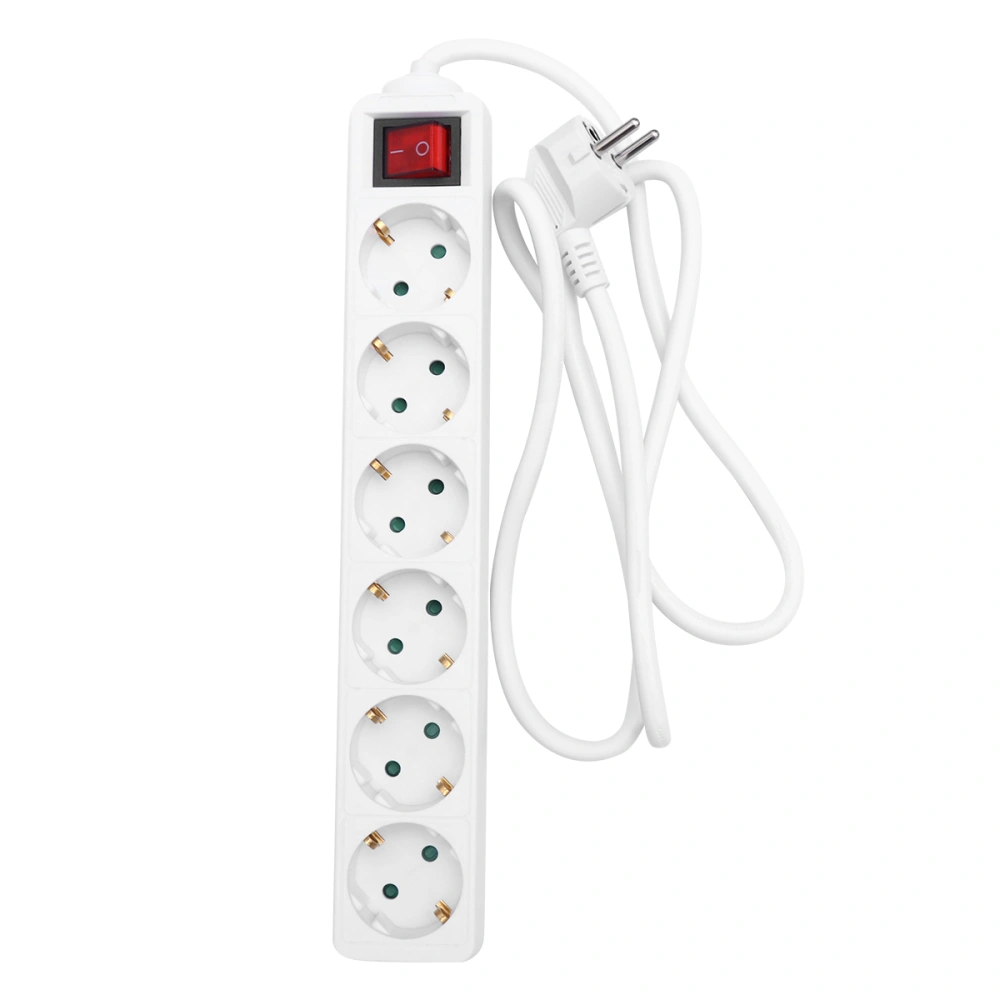 1Pc 6 Ports Patch Board USB Power Strip Socket EU Plug Power Board Portable Multifunctional Socket(White)