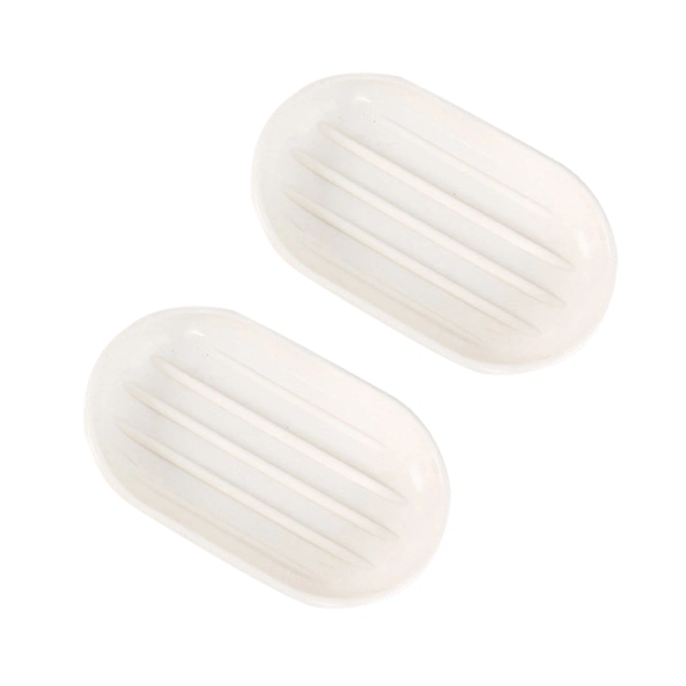 2pcs Practical Creative Oval Soap Dishes Soap Box with PP Material Bathroom Plastic Soap Holder (White)