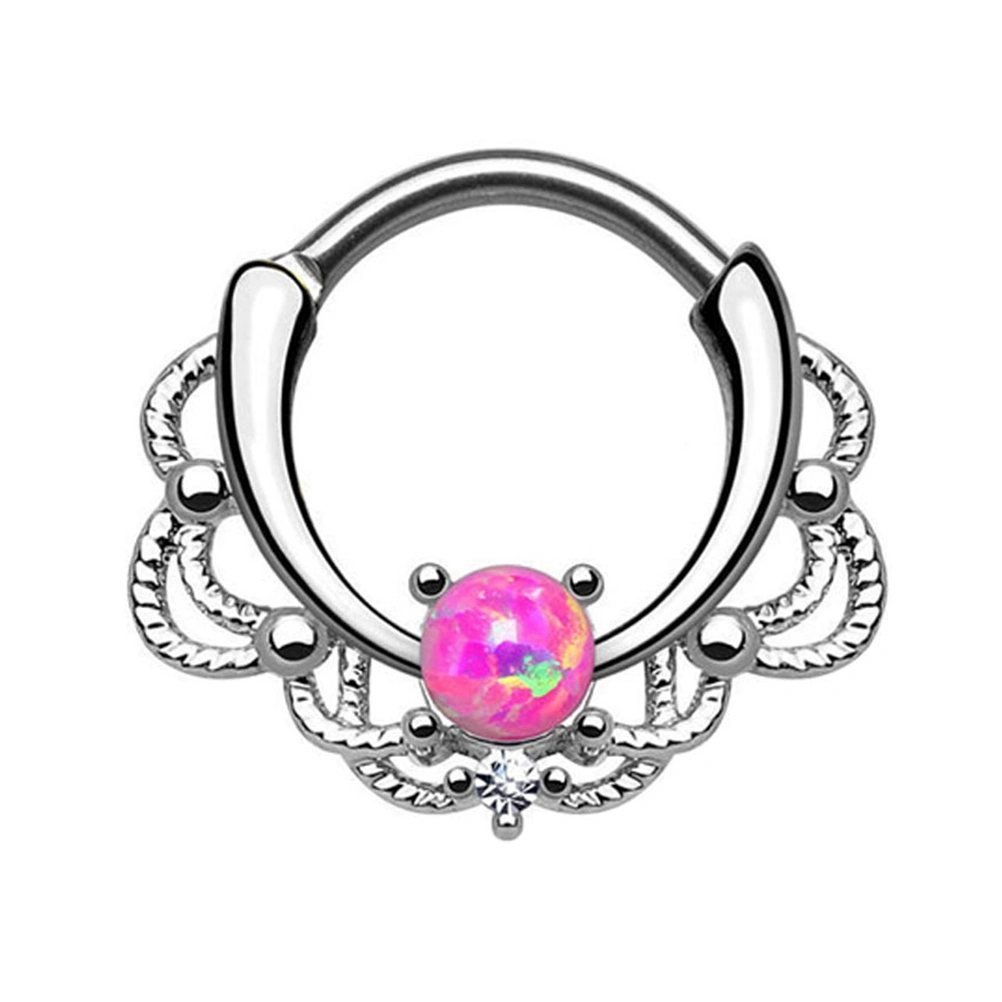 Opal Nipplerings Surgical Steel Nose Rings Piercing Jewelry (Rosy)