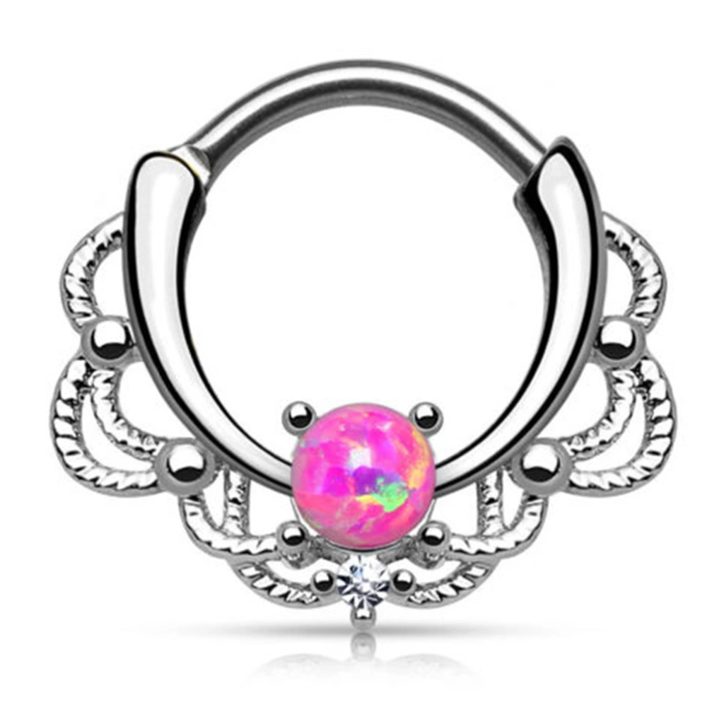 Opal Nipplerings Surgical Steel Nose Rings Piercing Jewelry (Rosy)