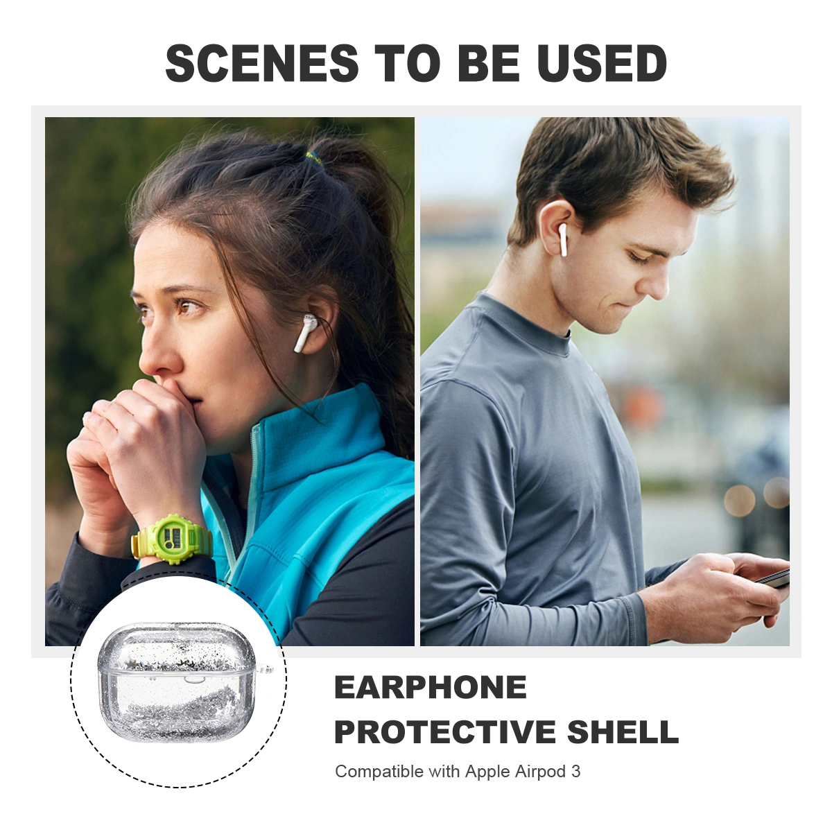 1 Pc Quicksand Earphone Storage Box Cover Compatible with Apple Airpod 3